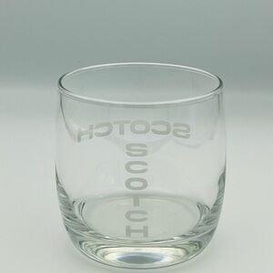 SCOTCH Etched Rocks Glass Clear Lowball Whiskey Tumbler 3.5 Inch Barware
